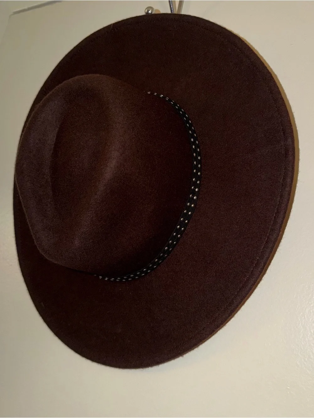Boho Wide Brim Wool Fedora Hat in Brown